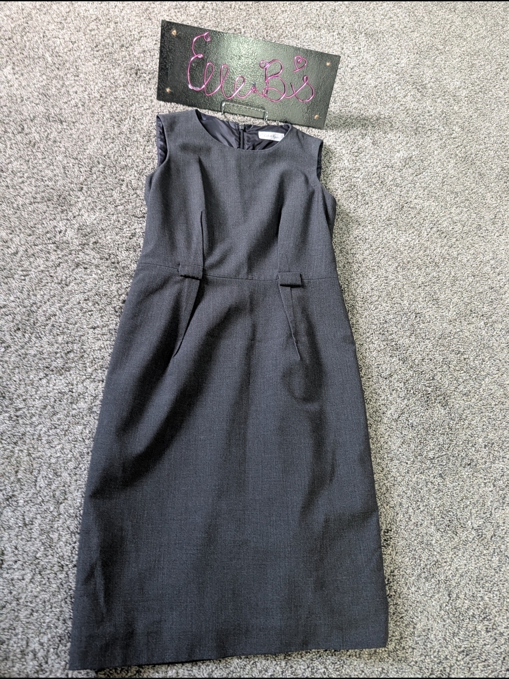 Euc Calvin Klein Sleeveless Mid Knee Sheath Dress in Charcoal 4p